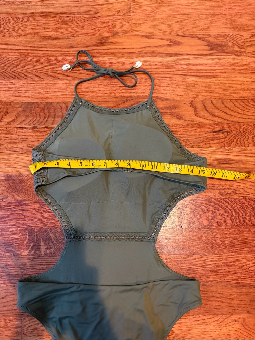 Aerie Olive Crochet Halter One-Piece Swimsuit Medium - Picture 5 of 9